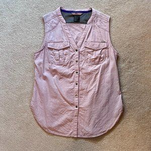 5.11 Button Snap Tank Top Mandarin Collar Lilac Purple S